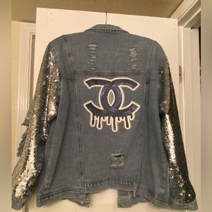 Denim Sequin Jacket
